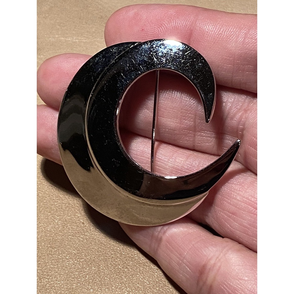VNTG Signed Sarah Coventry Layered Swirl Swoop Silver Tone Modernist Brooch